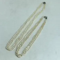 淡水 パール 3連 ネックレス 2点セット 8YF16