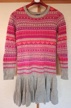 Gap Kids　ニットワンピース　チュニック　グレー×ピンク　１６０