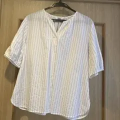 極美品 23区 プルオーバーシャツ ブラウス 50 ストライプ 紺 白 - メルカリ