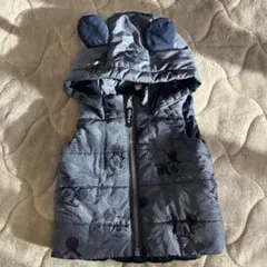 ミッキー柄 フード付きダウンベスト 1