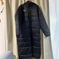 PUMA 黒 フード付き ロングベンチコート