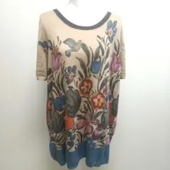 み*う様 美品！！花柄ベージュチュニック 半袖