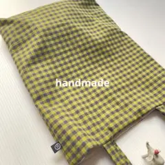 ハンドメイド　緑と黒のチェック柄トートバッグ