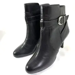 美品　Liz Rafinee ブラックレザーショートブーツ　24.5㎝ 2E