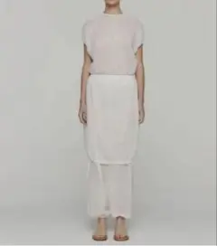AMOMENTO sheer volume shirring top