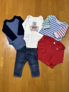 BabyGAP 5点セット(ロンパース、デニムパンツ、カーディガン、トレーナー)