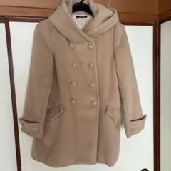 ベージュ フリース ダブルブレストコート