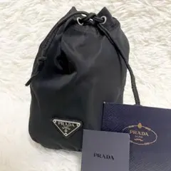 【希少・美品】 プラダ 巾着　ポーチ バニティ 三角ロゴ　テスート　ナイロン