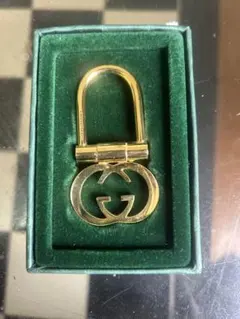 GUCCI オールド　メンズ　レディース　ゴールド ダブルGロゴ キーホルダー