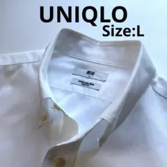 ユニクロ　スーパーノンアイロン　スリム　白　BDシャツL ※前腕部にスレキズあり
