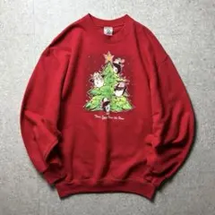 JERZEES 90s スウェット　アニマル　ペンギン　クリスマスツリー　赤　M