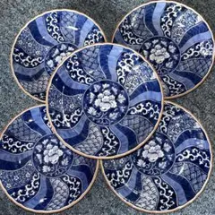 未使用品 たち吉 捻祥瑞 染付 輪花 祥瑞 古伊万里調 吉祥文 小皿