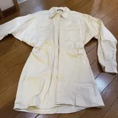 【ZARA】アイボリー 長袖シャツワンピース