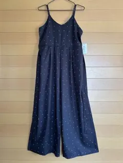 【タグ付新品】水玉 黒サロペット オールインワン オーバーオール ウエスト紐 M