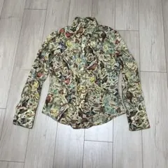 【名作】PaulSmith BLACK 総柄 鳥　長袖シャツ　希少42