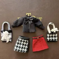 リカちゃん 22cmドール♡黒ブラウス+スカート&バック おしゃれセット