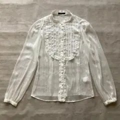 コムサイズム　フリルブラウス　トップス　薄手