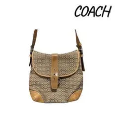 COACH ロゴ入り ベージュ ショルダーバッグ
