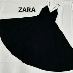【着用一回】ZARA キャミワンピ　背中オープン　　BIGリボン　フレアロング