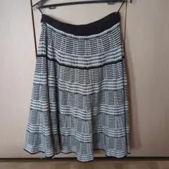 スカート 黒白 チェック柄　コムサ