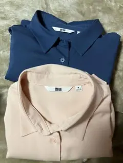 UNIQLO ネイビー・ピンク 長袖シャツ Mサイズ