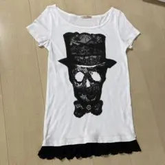 Anna Kerry レース風骸骨のプリント裾レースTシャツのサムネイル