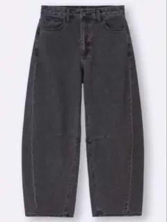【美品】GUバレルレッグジーンズ(丈短め）股下60補正済　ダークグレイ　XS