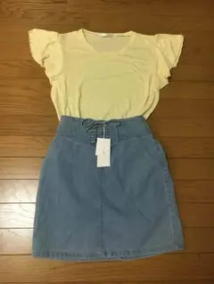 未使用☆INGNI 編み上げデニムスカート &トップス