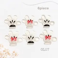 GL07 ハンド ネイルパーツ 6個セット 白手袋 リボン 立体 デコパーツ