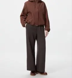 ユニクロ ウォームフリースストレートパンツ ダークブラウン