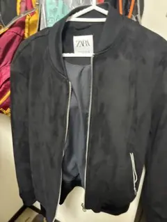 ZARA/ザラ/スエード調ジップブルゾン/size S/黒