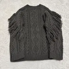 Ungrid バックレースアップフリンジケーブルニット