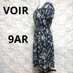 美品[VOIR ボワール] ネイビー 花柄 半袖 シャツワンピース