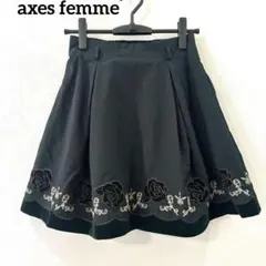 axes femme アクシーズファム 薔薇ベロア刺繍ミニスカート　M