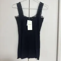 レイカズン レース付きブラックキャミソール Fサイズ