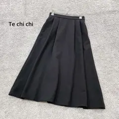 【テチチ】タックスカート ブラック ロング ジップ ポケット有