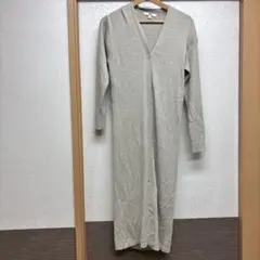 UNIQLO リブ　ロングワンピース(ラングカーデガン)S ベージュ