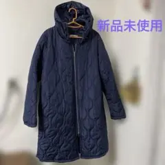 ネイビー キルティングジャケット(フード脱着可) メンズM☆レディースL