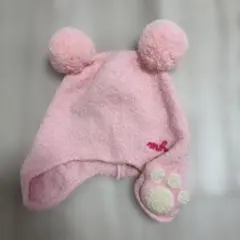 ミキハウス ベビー ニット帽子 ピンク 肉球 42-50
