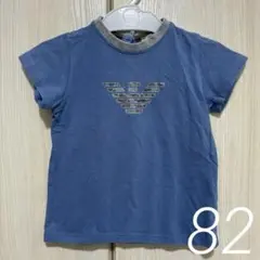 【美品】ARMANI BABY 半袖Tシャツ 82cm 18M 上品ロゴ ブルー