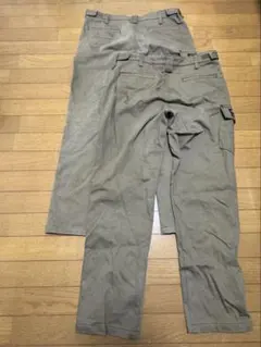 【作業用におすすめ】　メンズ　ワークパンツ2枚セット　カーキブラウン　Lサイズ