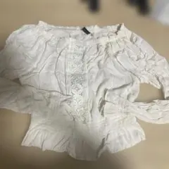 アイボリー レースディテール シャツ
