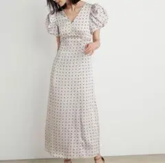 SNIDELギャザーパフスリーブドットワンピース¥1万5950試着のみ