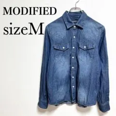 MODIFIED メンズデニムシャツ　長袖【M】Wポケット　大人カジュアル