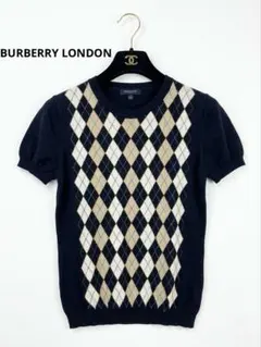 BURBERRY LONDON バーバリーロンドン アーガイル ニット 半袖 Sのサムネイル