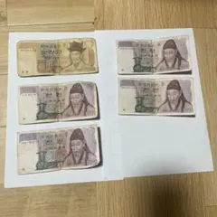 旧韓国紙幣 1000ウォン 4枚5000ウォン １枚　セットのサムネイル