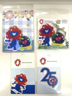 4点セット ミャクミャク トゥンクトゥンク コラボ商品 キーホルダー、ステッカー