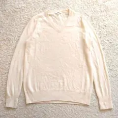 UNIQLO ホワイト Vネックセーター カシミヤ100% XL