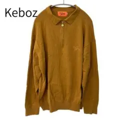 keboz　ハーフジッププルオーバー　ニット地　マスタードイエロー　刺繍ロゴ　Mのサムネイル