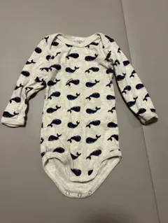 プチバトー クジラ柄長袖ロンパース 12m